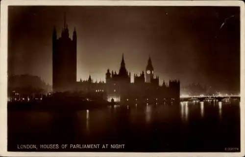 Ak London City England, Houses of Parliament at Night