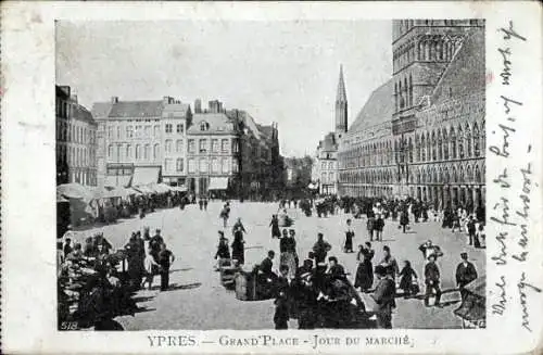 Ak Ypres Westflandern, Grand Place, Jour du Marche