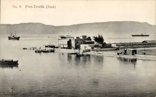 Ak Port Tewfik Suez Port Ägypten, Blick zum Hafen