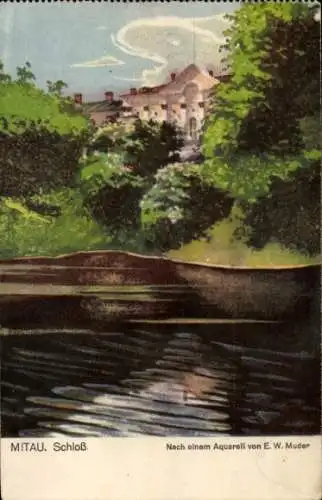 Künstler Ak Muder, E. W., Jelgava Mitau Lettland, Schloss