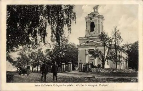 Ak Vecumnieki Neugut Lettland, Kirche, deutsche Soldaten, östlicher Kriegsschauplatz