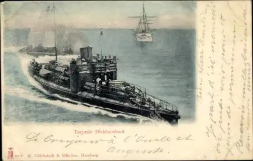 Ak Deutsches Kriegsschiff, Torpedo-Divisionsboot, Kaiserliche Marine