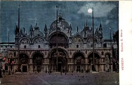 Luna Ak Venezia Venedig Veneto, Markusdom bei Nacht