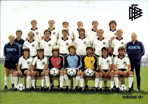 Autogrammkarte Fußball, Nationalmannschaft, Vize-Meister 1982, Hansi Müller, Bernd Franke