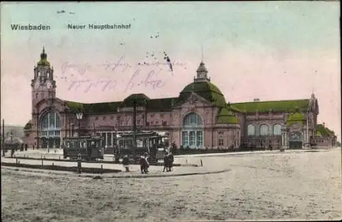 Ak Wiesbaden in Hessen, neuer Hauptbahnhof