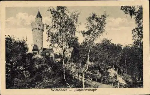 Ak Wiesbaden in Hessen, Schläferskopf, Turm