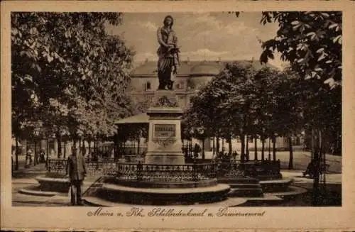 Ak Mainz am Rhein, Schillerdenkmal, Gouvernement