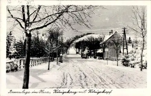 Ak Braunlage im Oberharz, Königskrug, Königskopf, Winteransicht