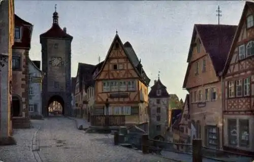 Ak Rothenburg ob der Tauber Mittelfranken, Plönlein mit Siebersturm und Steige