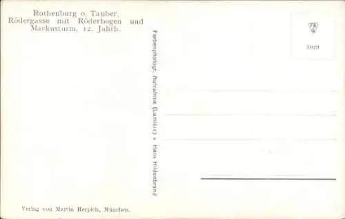 Ak Rothenburg ob der Tauber Mittelfranken, Rödergasse mit Röderbogen und Markusturm