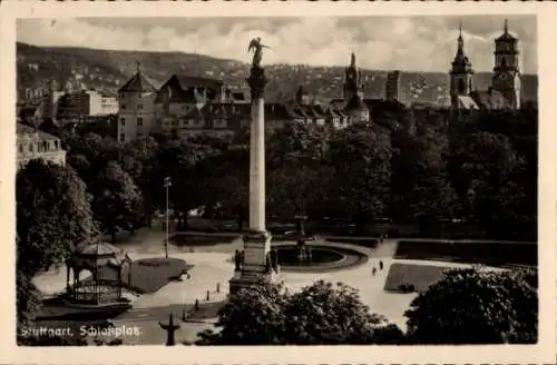 Ak Stuttgart in Württemberg, Schlossplatz, Kirchtürme