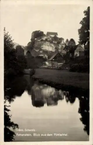 Ak Pottenstein in Oberfranken, Fränkische Schweiz, Blick aus dem Püttlachtal