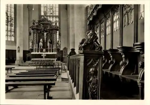 Ak Nördlingen in Schwaben, St. Georgskirche, Hochaltar, Gehäuse 1683, Chorgestühl um 1480