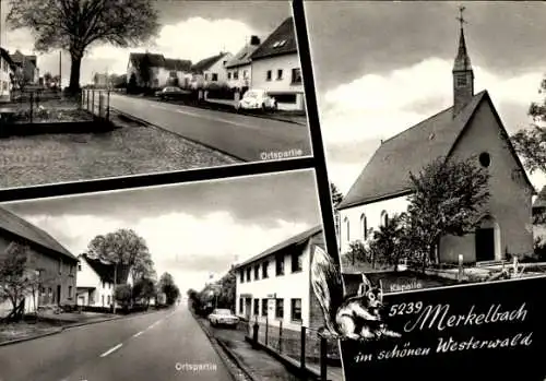 Ak Merkelbach im Westerwald, Ortspartie, Kapelle