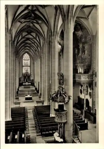 Ak Nördlingen im Nördlinger Ries Schwaben, Inneres der St. Georgskirche, Kanzel