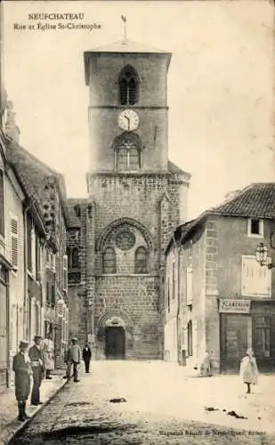 Ak Neufchâteau Lothringen Vosges, Rue et Eglise St-Christophe