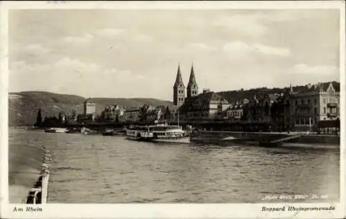 Ak Boppard am Rhein, Rheinpromenade, Kirche