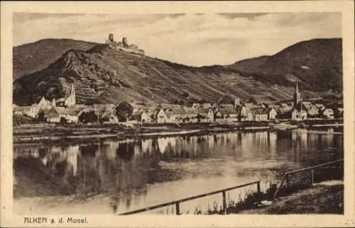 Ak Alken an der Mosel, Teilansicht, Burg