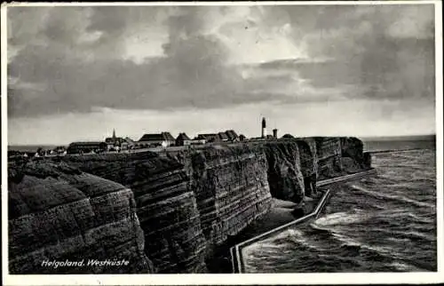 Ak Nordseeinsel Helgoland, Westküste, Leuchtturm