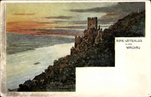 Künstler Ak Weitenegg Leiben Niederösterreich, Ruine Weitenegg an der Donau