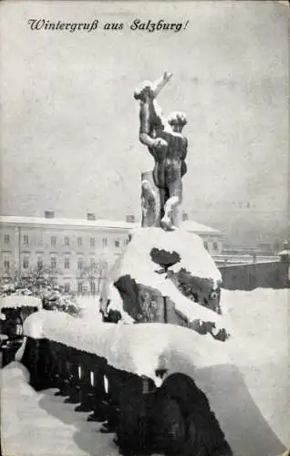 Ak Salzburg in Österreich, Winteransicht, Detail