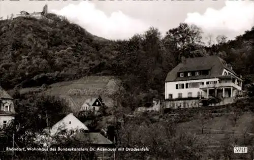 Ak Rhöndorf Bad Honnef am Rhein, Wohnhaus des Bundeskanzler Dr. Adenauer mit Drachenfels