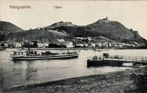 Ak Königswinter am Rhein, Teilansicht, Fähre, Anleger