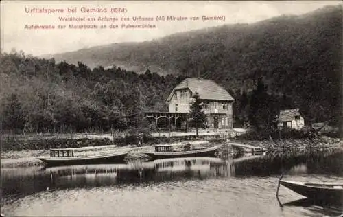 Ak Gemünd Schleiden in der Eifel, Urfttalsperre, Waldhotel, Boote