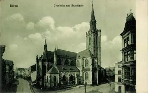 Ak Düren im Rheinland, Oberstraße, Annakirche