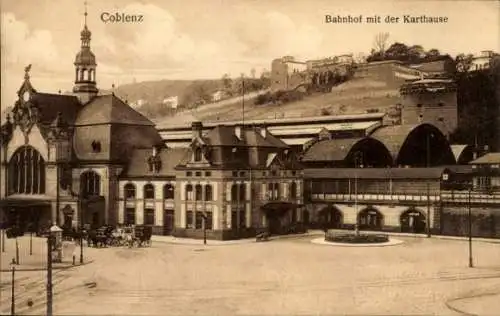 Ak Koblenz am Rhein, Bahnhof, Karthause