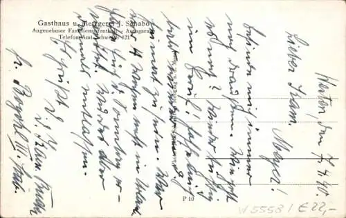Ak Quint Trier an der Mosel, Gesamtansicht, Gasthaus Schabo, Gaststube, Gartenlaube