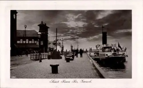 Ak Greenock Schottland, Princes Pier, Sonnenuntergang