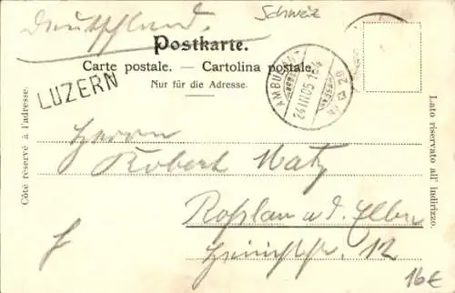 Ak Luzern Stadt Schweiz, Panorama mit Alpen, Bahnhof