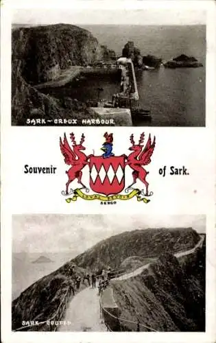 Wappen Ak Sark Kanalinseln, Hafen von Creux, Coupee