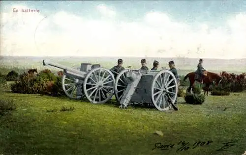 Ak Französische Soldaten mit Geschütz