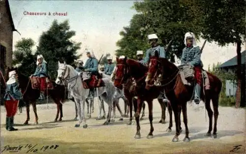 Ak Französische Soldaten, Jäger zu Pferd