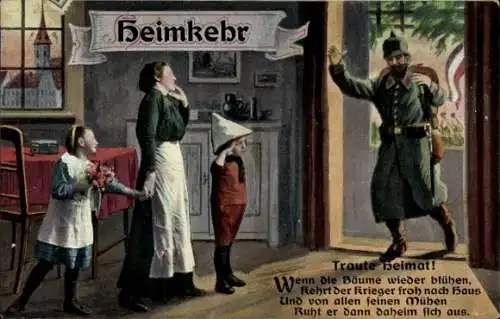 Ak Heimkehr, Traute Heimat, Soldat kehrt Heim