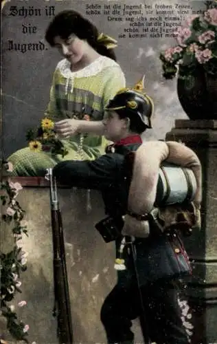 Ak Schön ist die Jugend, Soldatenliebe