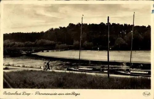 Ak Mrzeżyno Ostseebad Deep Pommern, Promenade, rega