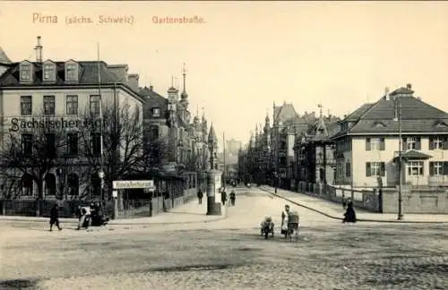 Ak Pirna an der Elbe, Gartenstraße, Hotel-Restaurant Sächsischer Hof