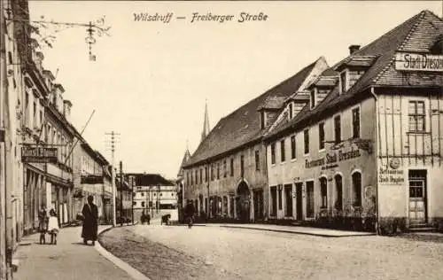 Ak Wilsdruff in Sachsen, Freiberger Straße, Restaurant Stadt Dresden