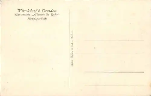 Ak Dresden Klotzsche Wilschdorf, Kuranstalt Glasewalds Ruhe, Hauptgebäude