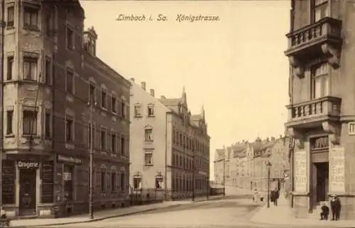 Ak Limbach Oberfrohna in Sachsen, Königstraße, Drogerie, Lebensmittelgeschäft