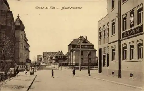 Ak Gröba Riesa an der Elbe Sachsen, Altrockstraße, Anker-Apotheke