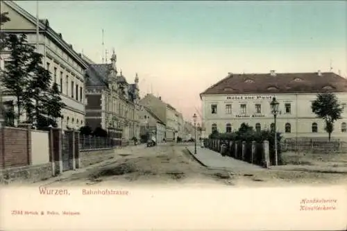 Ak Wurzen in Sachsen, Bahnhofstraße, Hotel zur Post