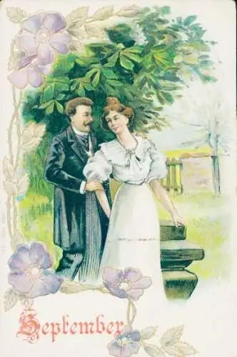 Litho Liebespaar im Garten, September