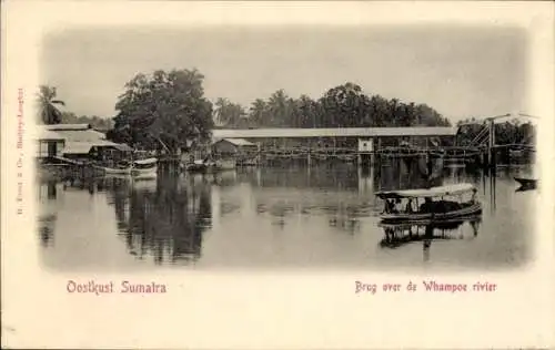 Ak Sumatra Indonesien, Oostkust, Brug über dem Whampoe-Rivier