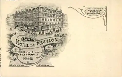 Litho Paris X, Rue de l'Échiquier, Rue d'Hauteville, Grand Hotel du Pavillon