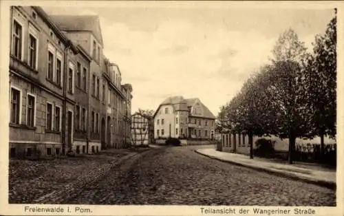 Ak Chociwel Freienwalde in Pommern, Teilansicht der Wangeriner Straße