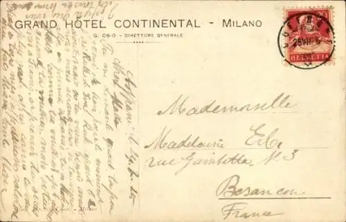 Ak Milano Mailand Lombardia, Grand Hotel Continental